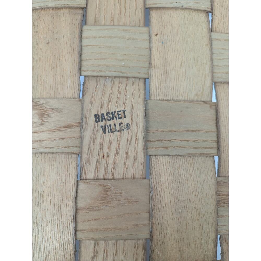 Vtg Basketville Putney Vt. Splint Oakwood Rectangle Gathering Basket Garden - Picture 7 of 13